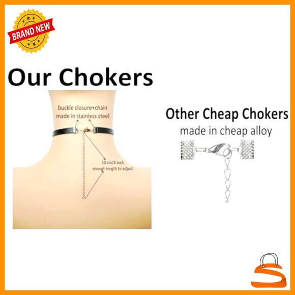 Adjustable Faux Leather Choker Necklace Set with Slideable Letters - Picture 4 of 6